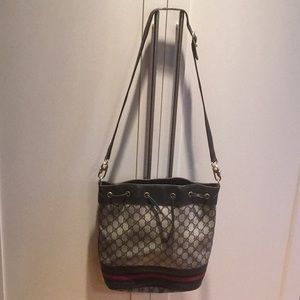 Gucci Vintage Monogrammed Navy Handbag